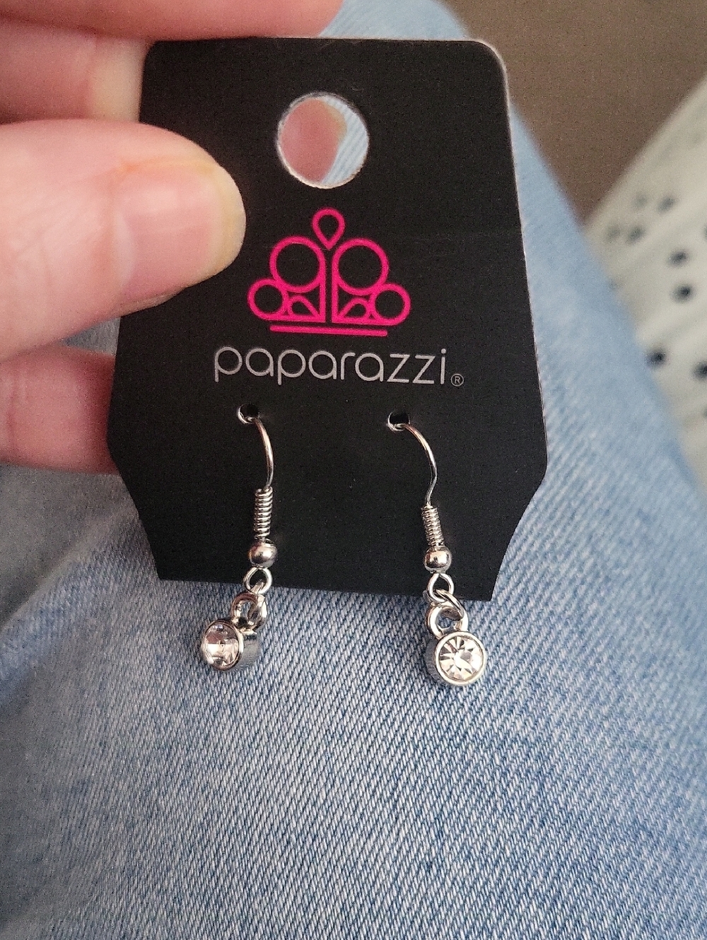 Paparazzi Silver Clear Crystal Drop Earrings